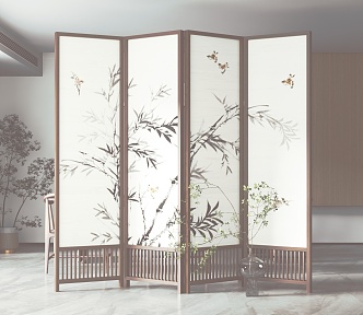 new chinese style screen 3d model