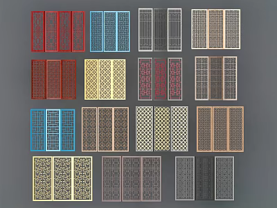 Decorative Room Dividers With Various Colorful Laser Cut Patterns And Designs For Interior 3d model