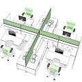 Modern Office Workspace With Multiple Desks Ergonomic Chairs Computers And Organized Layout
