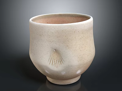 Handcrafted Ceramic Cup For Everyday Use With Shell Texture And Bottom Spots 3d model