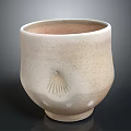 Handcrafted Ceramic Cup For Everyday Use With Shell Texture And Bottom Spots 3d model