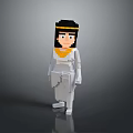 Pixel Art Character Figure as Daily Life Decoration with White Robe and Yellow Headband