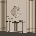 New Chinese Style End View Platform End View Strip Case Entrance 3d model
