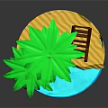 Tropical Island Scene With Palm Trees Wooden Chair Sandy Beach And Clear Water