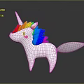 Cute White Unicorn Toy Character with Rainbow Mane White Horn Pink Heart Cheek and Tail