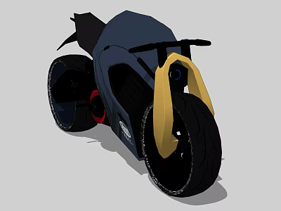 Futuristic Modern Motorcycle With Sleek Blue Body Yellow Accents And Large Black Tires 3d model