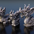 Ancient Architecture Stone Carvings With Traditional Sculptures Ornate Bases And Dragon Figures