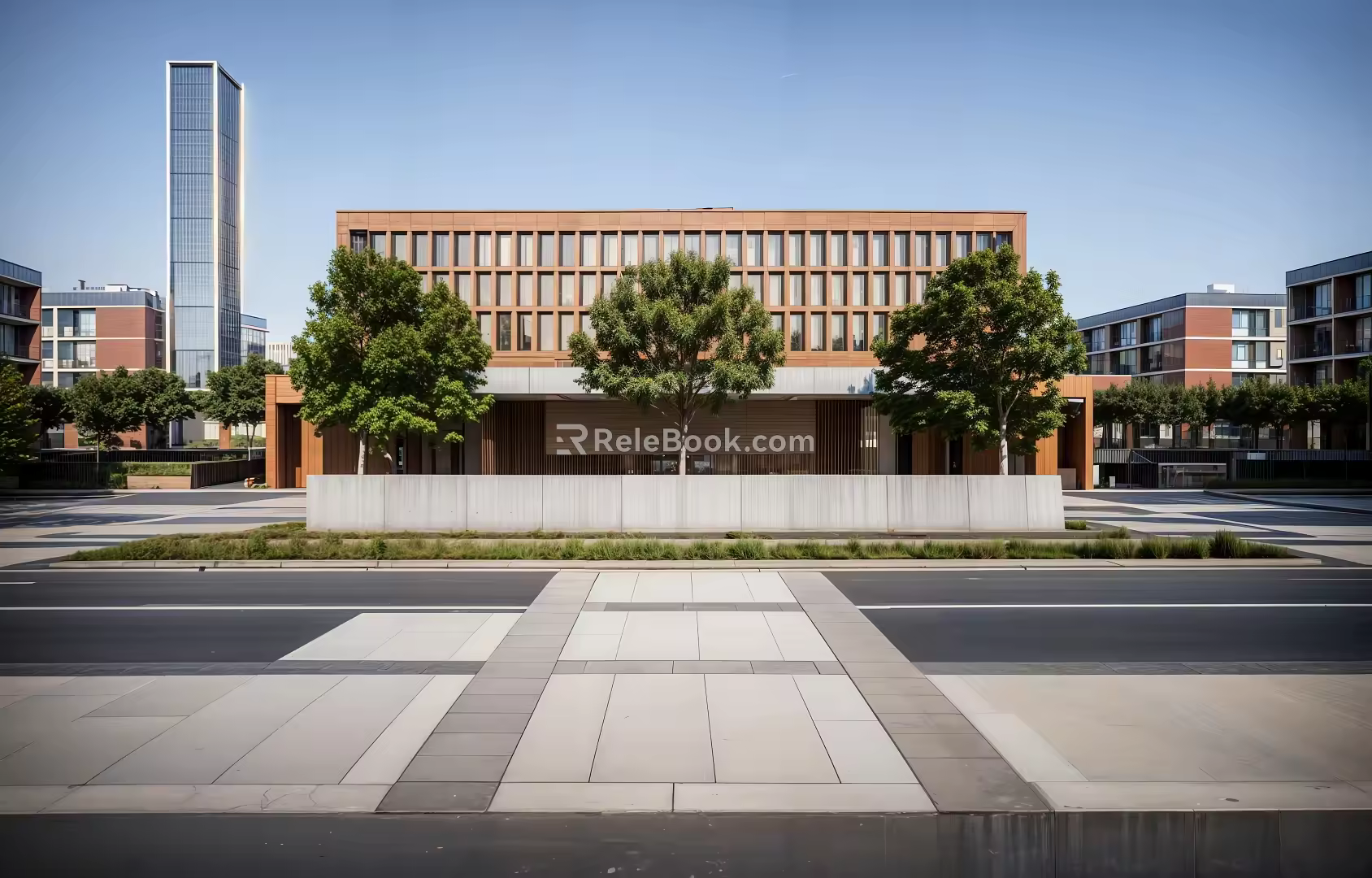 university campus landscape 3d model