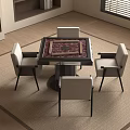 Modern Chess and Card Room Mahjong Room Mahjong Table and Chair Entertainment Room Smoking Light New Chinese Screen 3d model