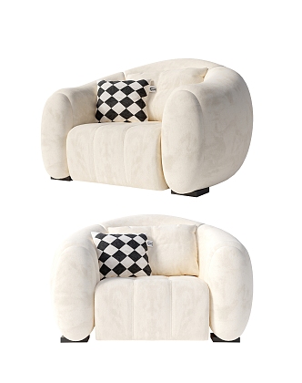 Modern Single Sofa Cream Single Sofa 3d model