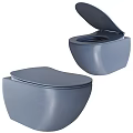 Modern Black Toilet With Sleek Design Wall Hung Style Closed And Open Lid