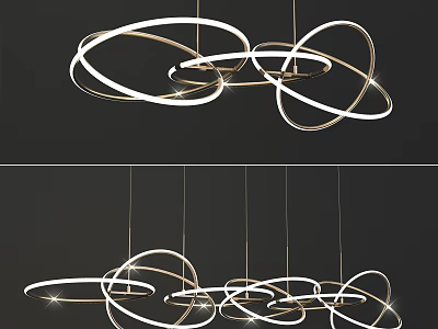 Modern Elegant Chandelier Featuring Multiple Curved Circular Illuminated Rings For Interior Design 3d model
