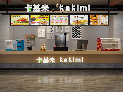 Kaklml Bubble Tea Shop Interior With Order Counter Menu Boards And Beverage 3d model