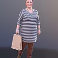 Elderly Woman In Black White Striped Dress Holding Brown Paper Bag Wearing Necklace And Bracelet