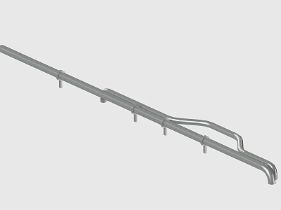 Industrial Metal Tubular Structure with Support Brackets and Curved Pipes 3d model