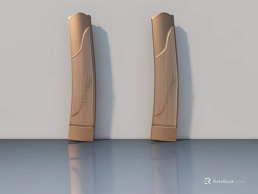 Two Gold Wood Grain Flush Doors With Modern Design For Home Interior Decor 3d model 