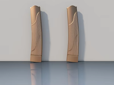 Two Gold Wood Grain Flush Doors With Modern Design For Home Interior Decor 3d model