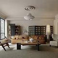 Cozy Living Room Interior With Beige Sofa Wooden Coffee Table Floor Lamp Window Blinds And Chairs