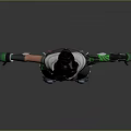 Sci Fi Game Movie Character With Gray Green Tech Style Outfit Short Hair Mechanical Boots