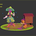 Modern game character cartoon character bee picker beehive 3d model