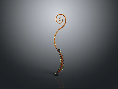 Scorpion With Orange Spiral Tail And Red Black Segments On Gray Gradient Background 3d model