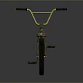 Green BMX Bike with Golden Handlebars Camouflage Seat and Black Wheels