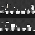 Modern Bathroom Toilet Display With Various Designs Sinks Faucets And Towel Racks