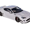 White Modified Sports Car With Rear Spoiler Body Kit And Sporty Wheels