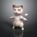 Cartoon Cat 3D Model Standing Pose With Extended Arms And Pink Paper On Black Background