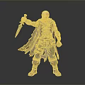 Bald Man With Red Beard Tattoos Leather Armor Cloak Holding Dagger And Potion Flask