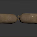 Two Brown Sandbags Connected Together On White Background 3D Rendering