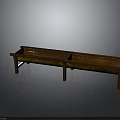 Wooden Household Bench With Long Divided Sections And Brown Wooden Legs