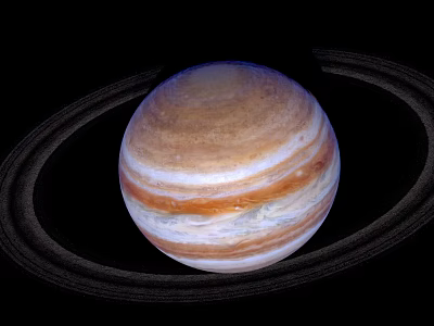 Detailed View Of Jupiter With Visible Rings And Colorful Atmospheric Stripes 3d model