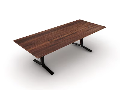 Modern Minimalist Wooden Dining Table With Black Metal Legs And Sleek Surface Design 3d model