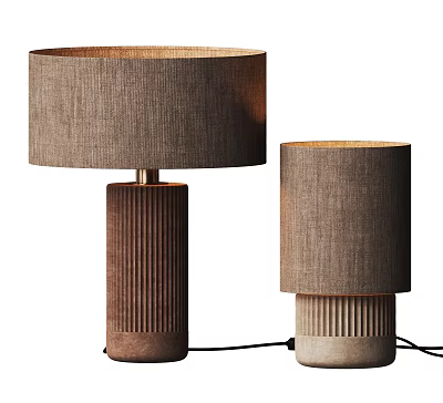 Modern Fabric Shade Table Lamps With Ribbed Base Design For Home Interior Decor 3d model