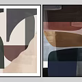 Framed Abstract Geometric Wall Art With Colorful Shapes For Modern Interior