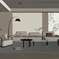 Modern Minimalist Living Room Balcony Cabinet Sofa Combination Coffee Table Sofa Background Wall 3d model