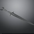 Silver Decorative Sword With Curved Hilt Ornate Handle And Slender Blade