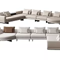 Modern Light Colored Sectional Sofa With Multiple Seats And Plush Cushions 3d model