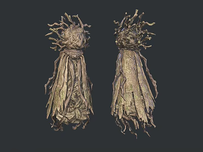 Two Rustic Decorative Objects With Dried Plant Vines And Natural Textures 3d model