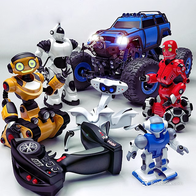 Diverse Electric Toys Collection Featuring Robots Off Road Truck And Remote Control 3d model 