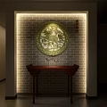 Circular Green Carved Qilin Wall Decor With Intricate Patterns On Brick Wall 3d model