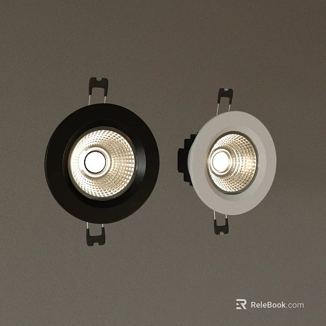 Black and White Recessed Downlights Installed on Ceiling with Bright Lighting 3d model