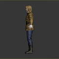 Game Film Characters 3D Models With Yellow Jackets Blue Jeans Brown Boots In Three Poses