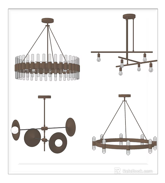 Modern Chandelier Designs Featuring Glass Elements And Metal Frame Styles 3d model