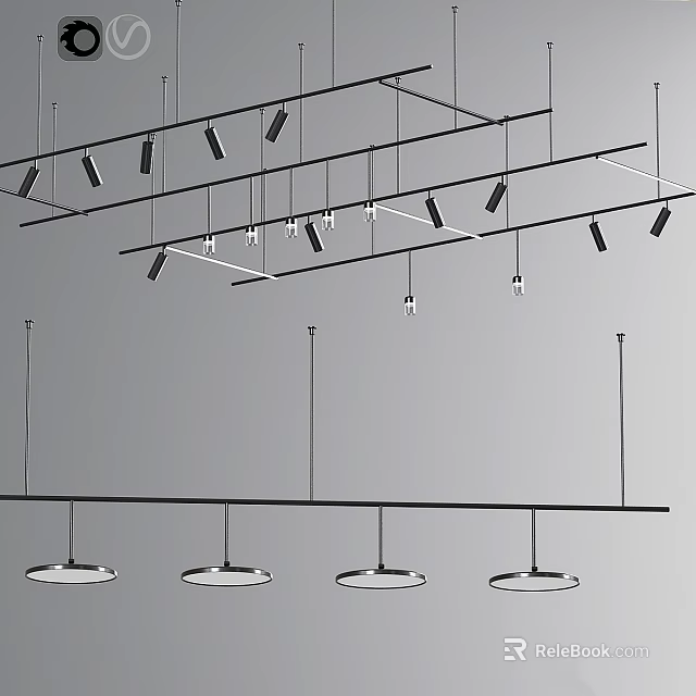 Modern Downlights And Spotlights Interior Ceiling Lighting Design With Hanging Arrangement 3d model 