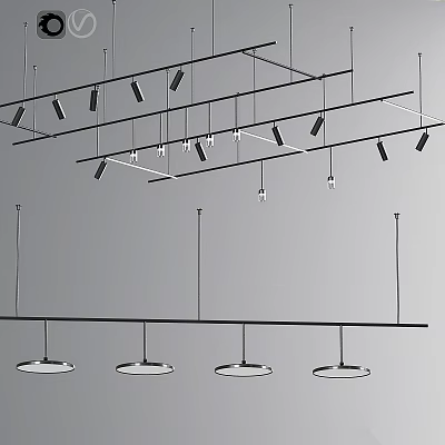 Modern Downlights And Spotlights Interior Ceiling Lighting Design With Hanging Arrangement 3d model