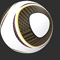White Soccer Ball With Black Yellow Red Geometric Patterns And Textured Design