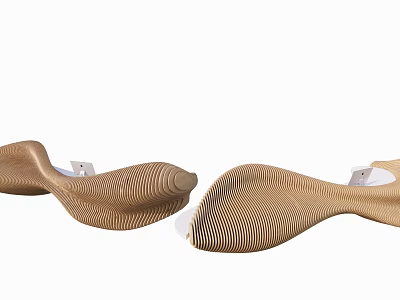 Modern Stylish Reception Desk With Curved Design And Wooden Texture For Office Interior 3d model