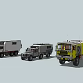 Various Camper Cars and Trailers with Yellow White Gray Designs and Solar Panels